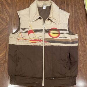 Brown and Beige Vest with Nautical Design